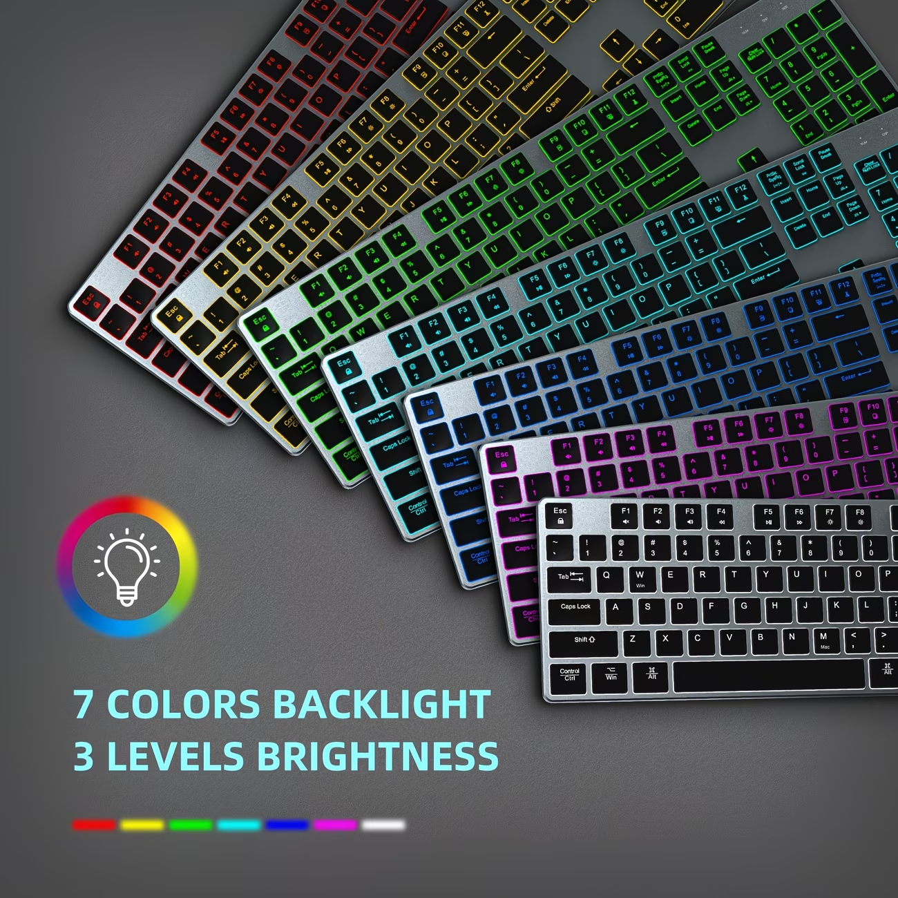 Wired backlit keyboard compatible with Windows/Mac, aluminum ultra-thin silent full-size keyboard