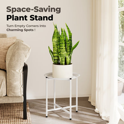Small Plant Stand | Small Round Side Table, White