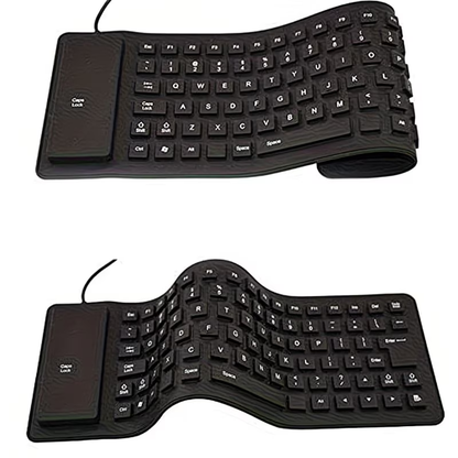 Travel portable keyboard with foldable silicone keyboard, USB wired foldable silent typing soft touch keyboard suitable for PC laptops