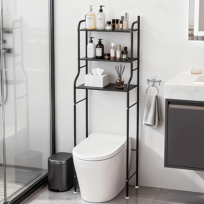 Three-tier toilet top storage shelf, bathroom metal shelf