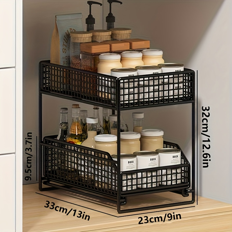 Large-capacity under-sink storage rack, multi-functional metal storage rack