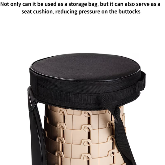 Folding Stool Storage Bag | Durable Black, Round Seat with Comfortable Cushion
