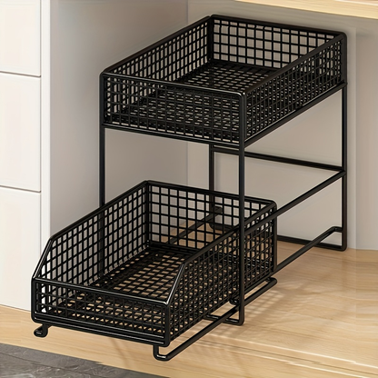 Large-capacity under-sink storage rack, multi-functional metal storage rack