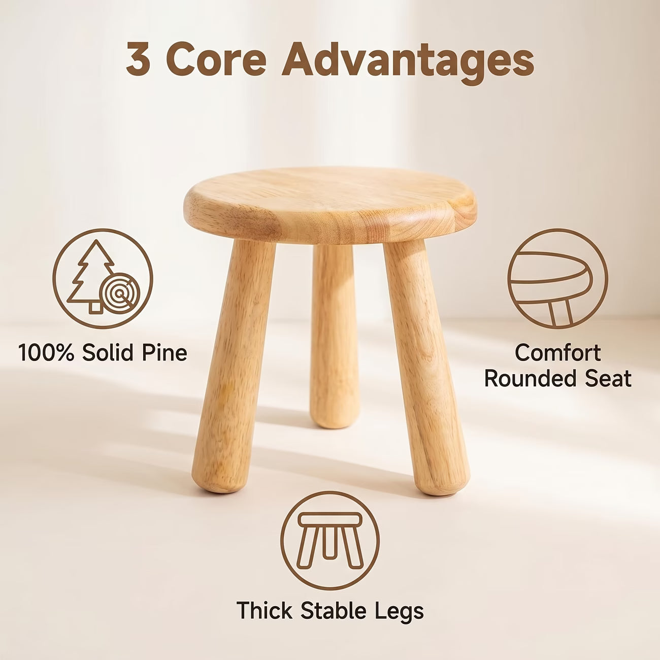 Solid wood small round stool plant stand
