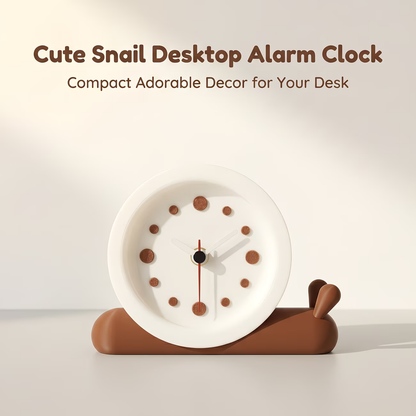 Cute snail design, desktop alarm clock, beautiful room decoration, compact desk clock, silent without ticking, battery powered