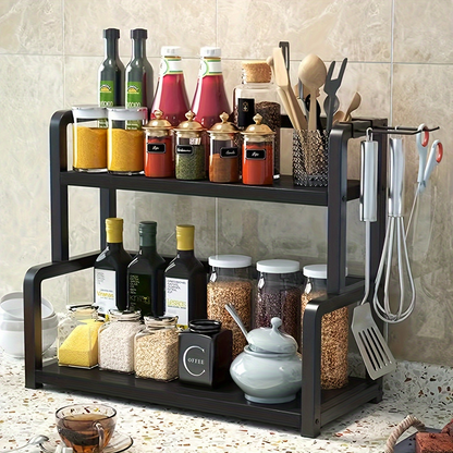 1 stainless steel kitchen storage rack, multi-tiered countertop spice rack