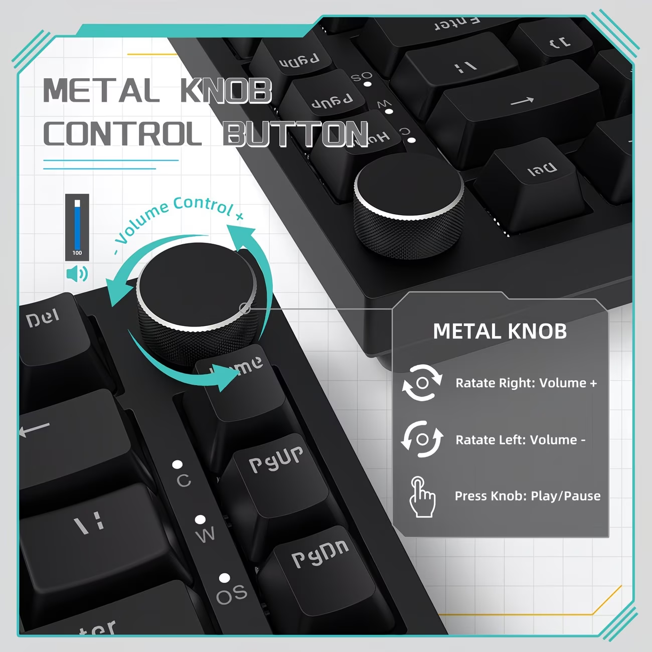 RGB dynamic light wired gaming keyboard, 81 key mute numeric keyboard