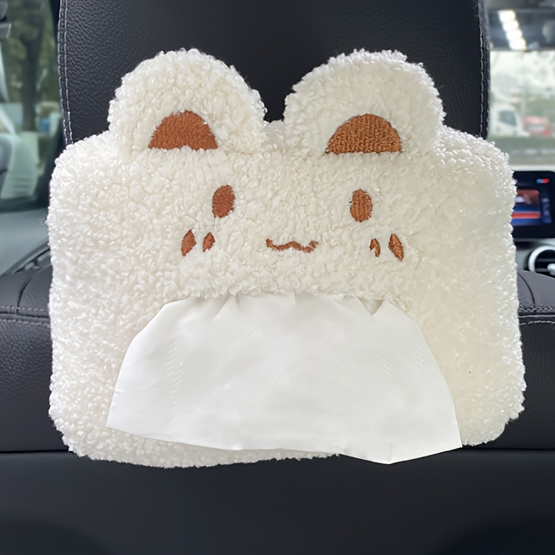 A hanging car tissue box with a cute and creative design.