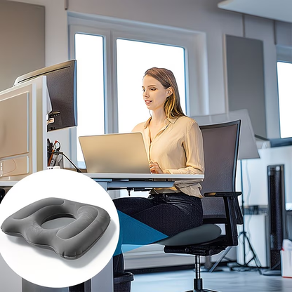 1 piece adjustable firmness inflatable seat cushion - flocked PVC cover, donut design - portable