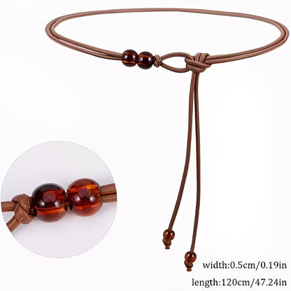 Stylish soft-cord slim belt with an adjustable long design