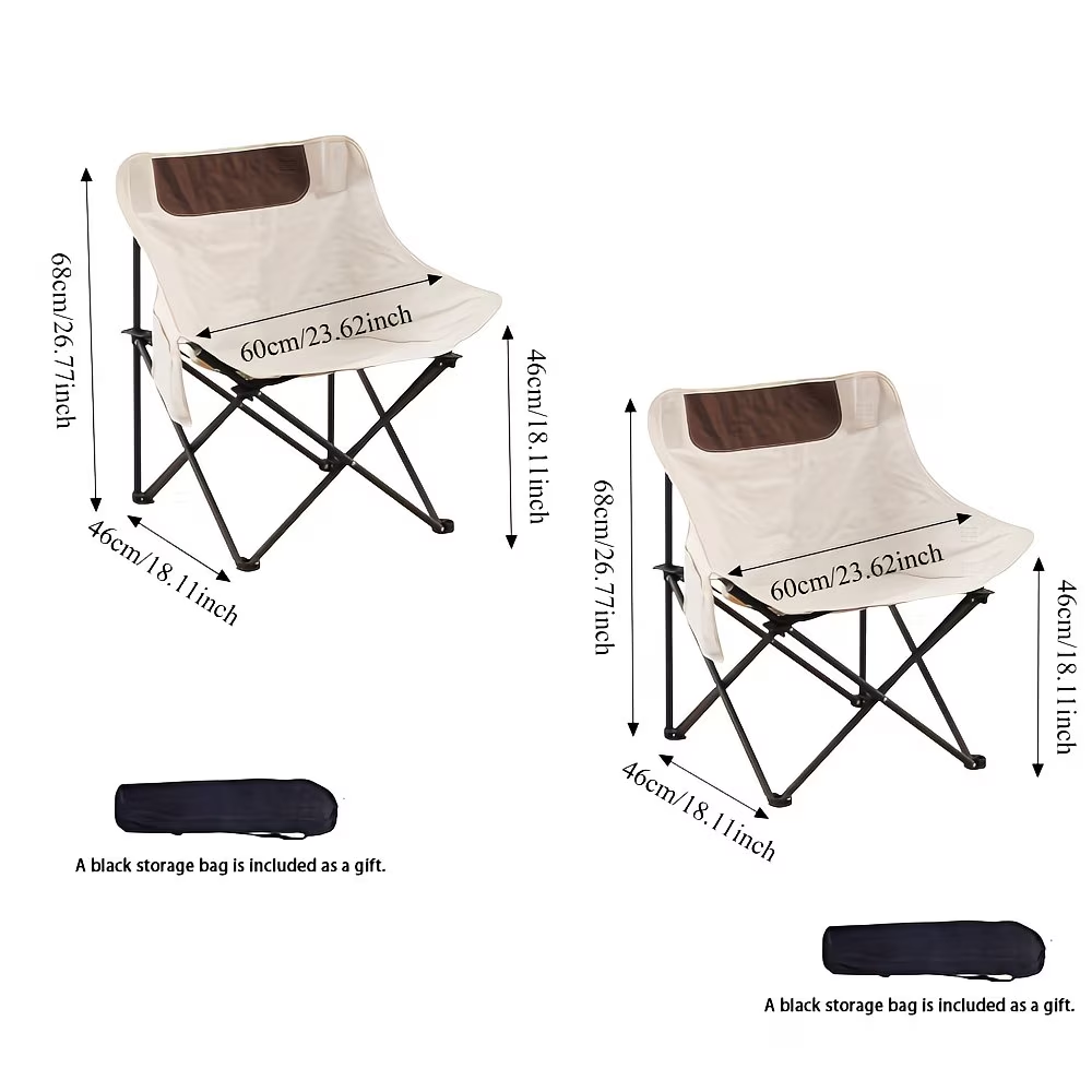 Two Moon Chair Set, Portable Folding Camping Chairs with Storage Bag