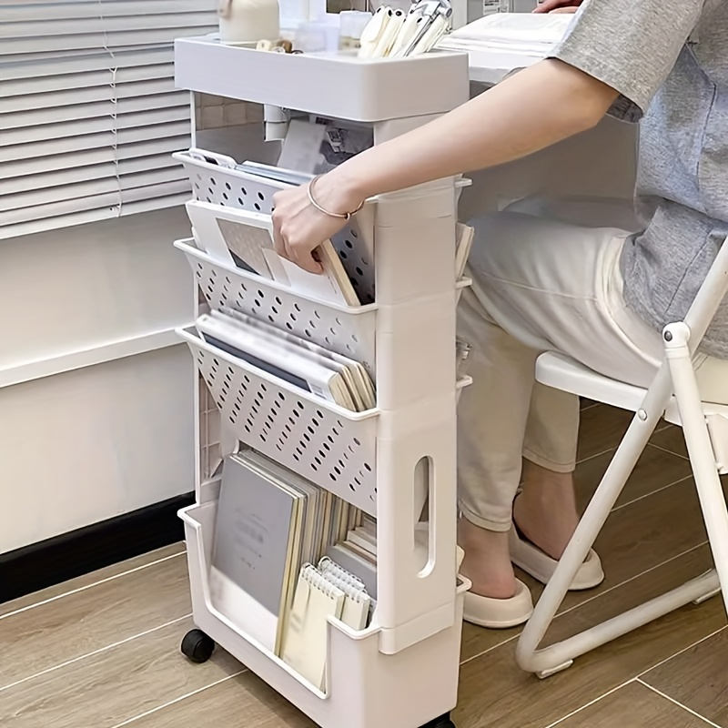 Multifunctional Rolling Bookshelf Storage Rack - Portable Storage Shelf