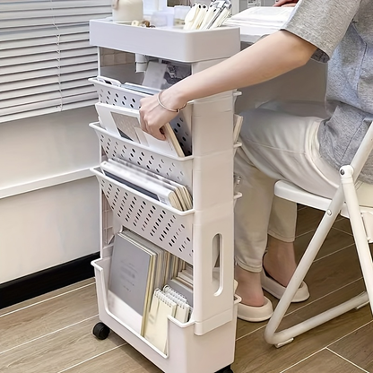 Multifunctional Rolling Bookshelf Storage Rack - Portable Storage Shelf