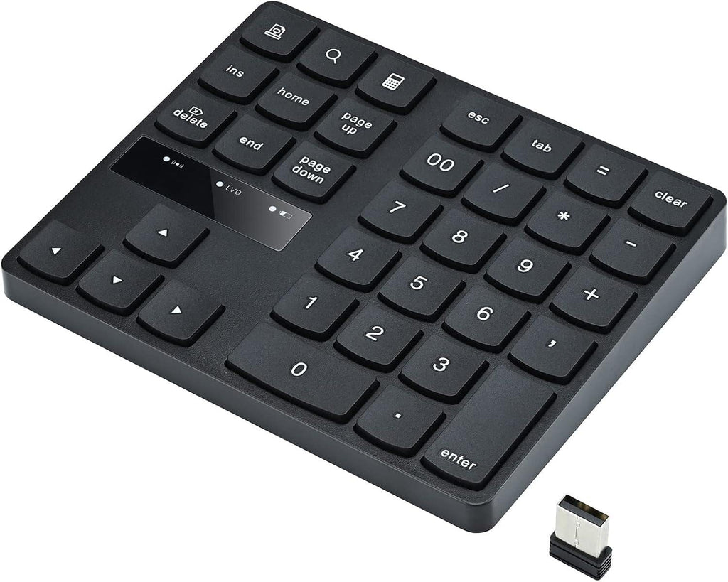 Wireless numeric keyboard, 2.4G rechargeable ultra quiet external numeric keyboard