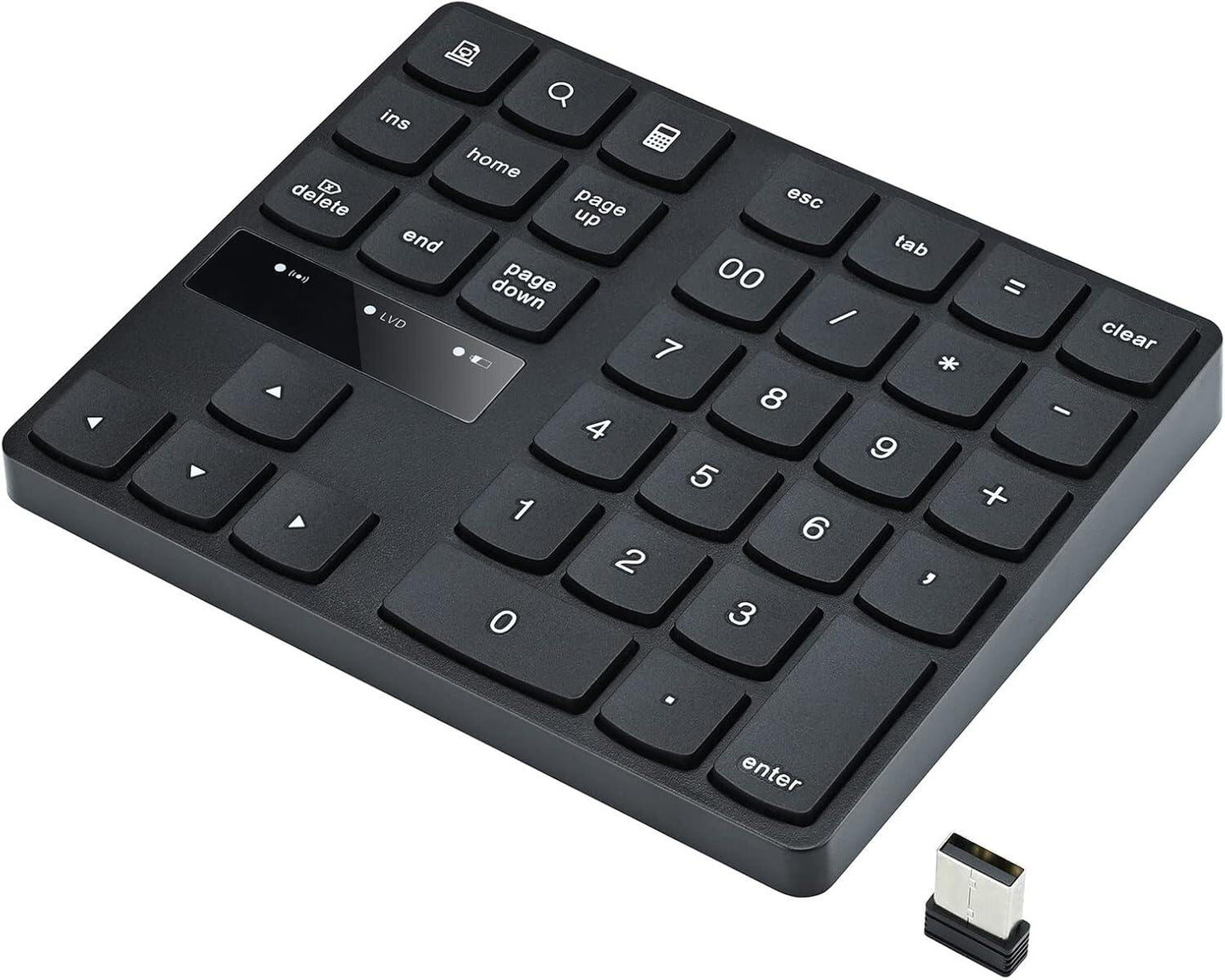 Wireless numeric keyboard, 2.4G rechargeable ultra quiet external numeric keyboard