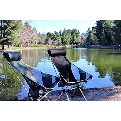 Camping chair, portable and lightweight, suitable for hiking, picnicking, and fishing.
