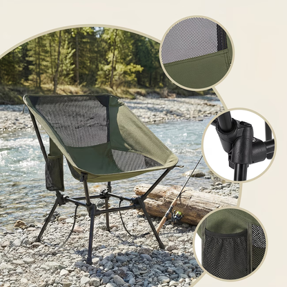 Adjustable beach chair with a steel frame (maximum load capacity 330 lbs).