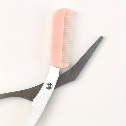 2 stainless steel eyebrow scissors with built-in comb