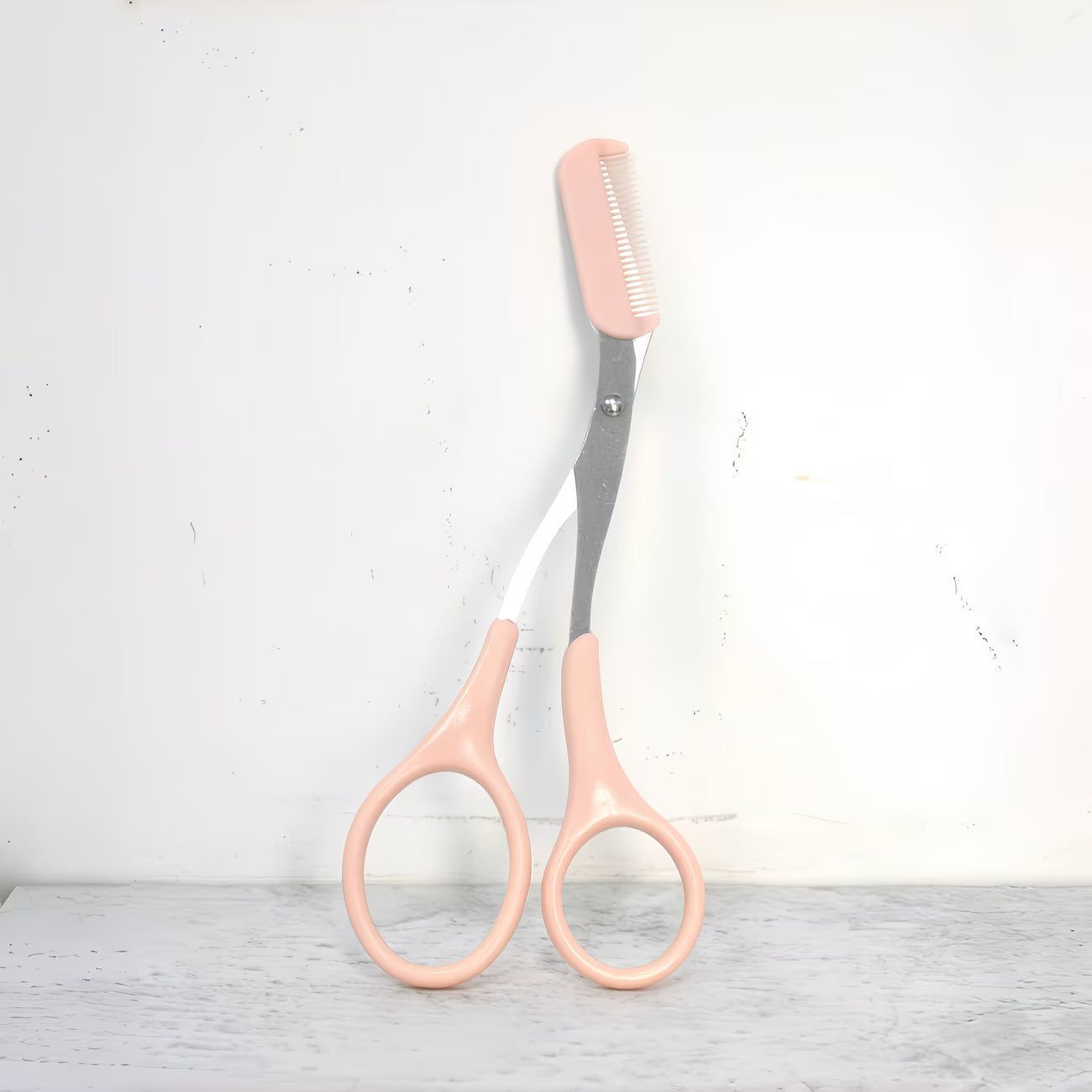 2 stainless steel eyebrow scissors with built-in comb