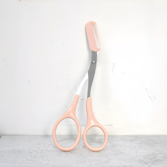 2 stainless steel eyebrow scissors with built-in comb