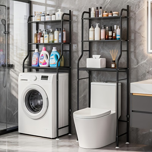 Three-tier toilet top storage shelf, bathroom metal shelf