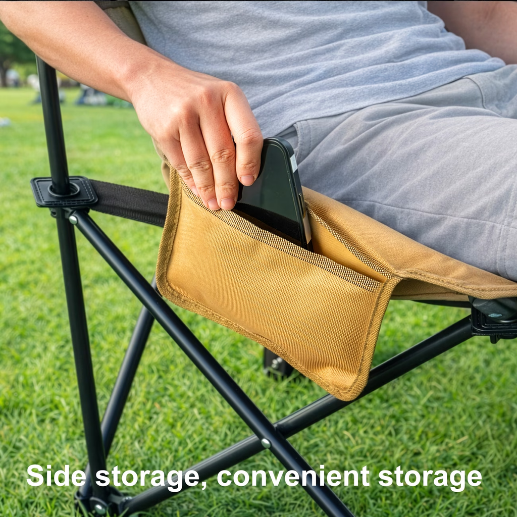 Folding camping chair, 600D Oxford cloth seat cushion, thickened steel frame