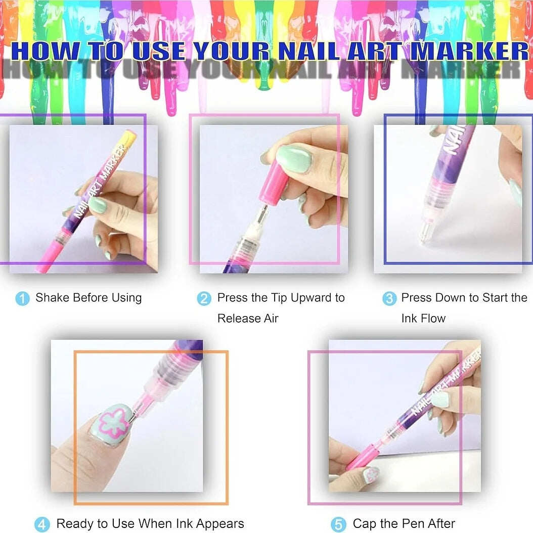 12 Colors Nail Art Pens Set