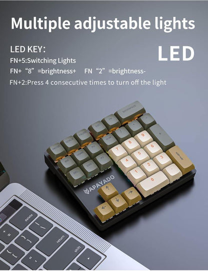 Mechanical numeric keyboard, 33 key mini hot swappable numeric keyboard, wired USB numeric keyboard