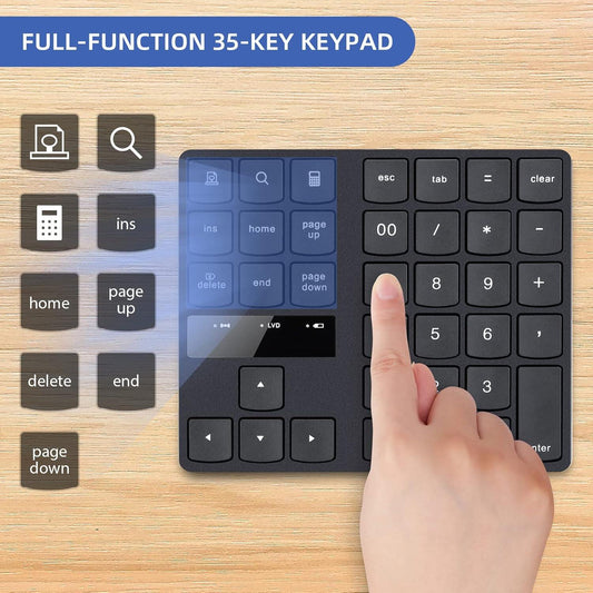 Wireless numeric keyboard, 2.4G rechargeable ultra quiet external numeric keyboard