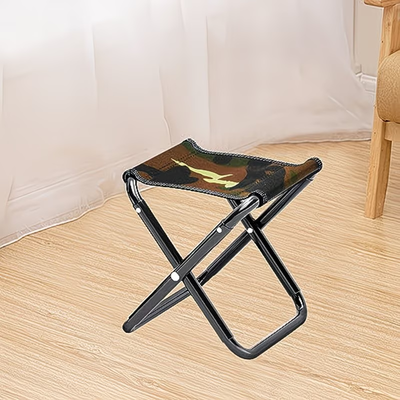 Camouflage Camping Stool | Folding, Lightweight, and Portable Iron Stool, Suitable for Adults