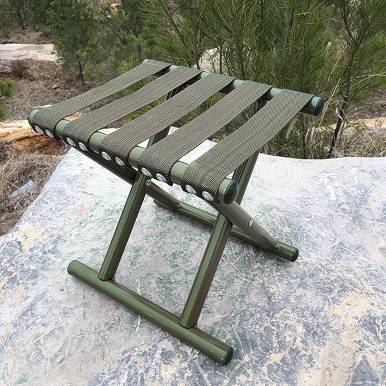 Small folding stool, outdoor metal camping heavy-duty chair, footstool