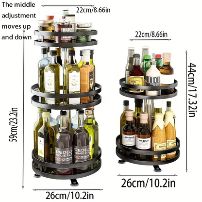 Double-layer rotating kitchen storage rack, metal storage rack
