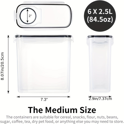 Sealed food containers - Kitchen and pantry rice bucket lids 2.5L 6-piece set