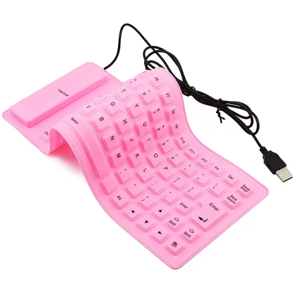 Travel portable keyboard with foldable silicone keyboard, USB wired foldable silent typing soft touch keyboard suitable for PC laptops