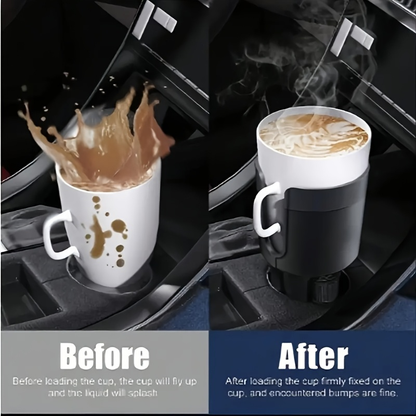 Adjustable car cup holder with 360° rotating tray - made of ABS material