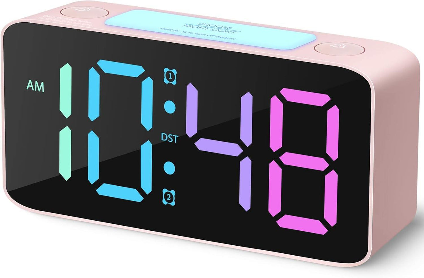 Digital clock with night light, adjustable volume, USB charger, small bedside clock for the bedroom