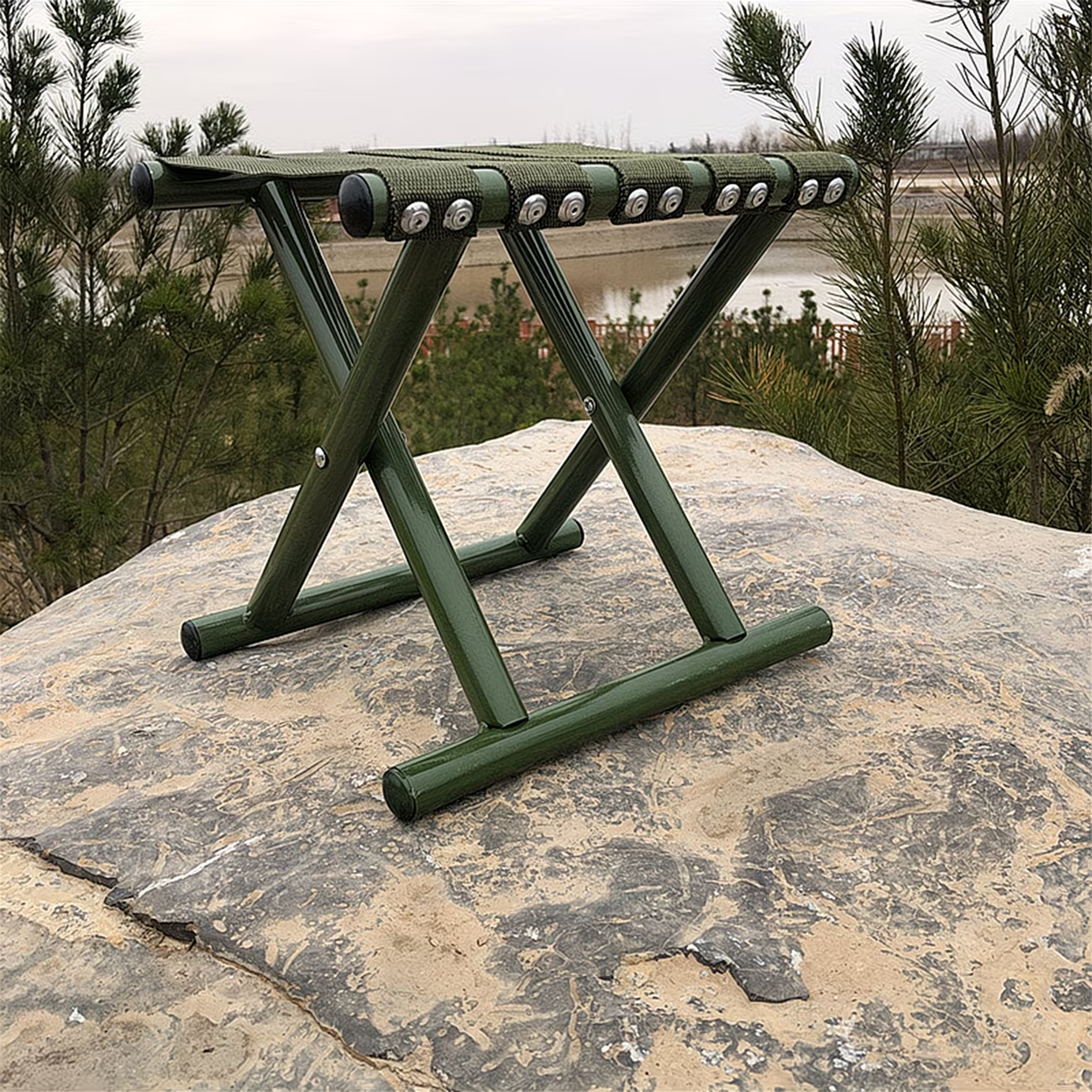 Small folding stool, outdoor metal camping heavy-duty chair, footstool