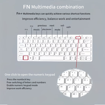 Ultra thin USB ergonomic keyboard, suitable for 12 inch laptops and desktops