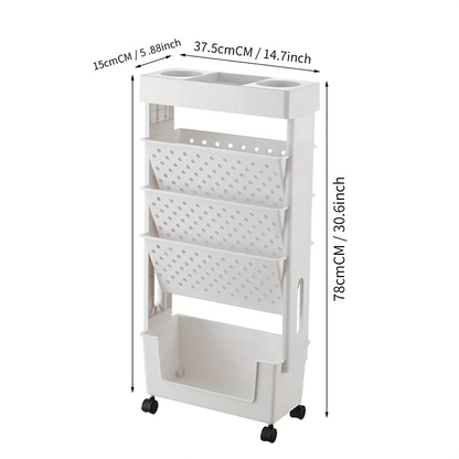 Multifunctional Rolling Bookshelf Storage Rack - Portable Storage Shelf