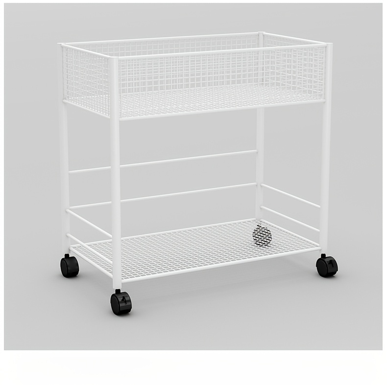 Multi-layer metal mesh bookshelf with wheels