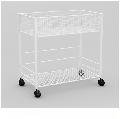 Multi-layer metal mesh bookshelf with wheels