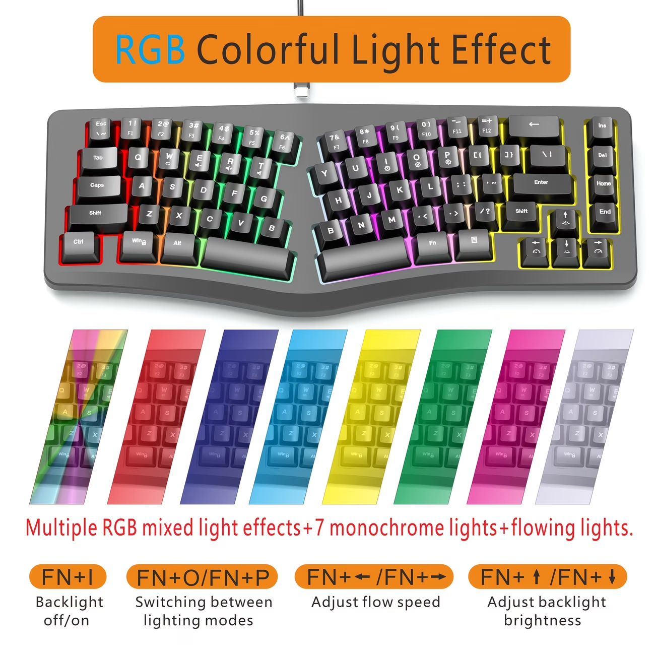 Wired 69 key compact typing partition comfortable portable key cable separation desktop laptop
