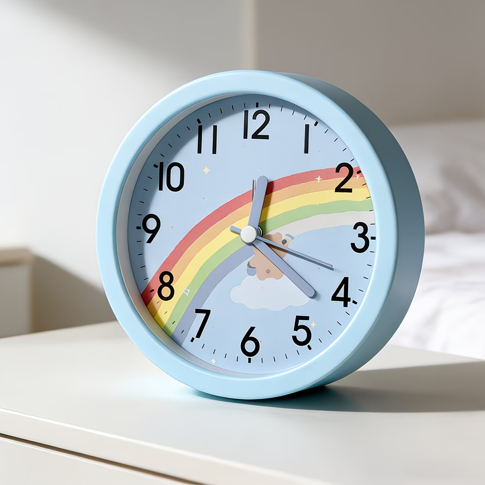 1 cute cartoon alarm clock, modern minimalist creative desk clock