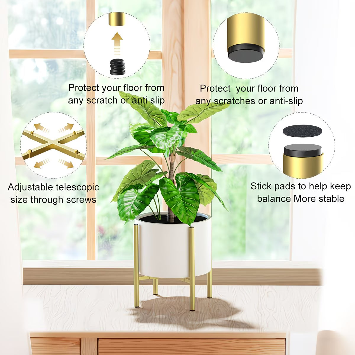 Indoor metal plant stand, gold