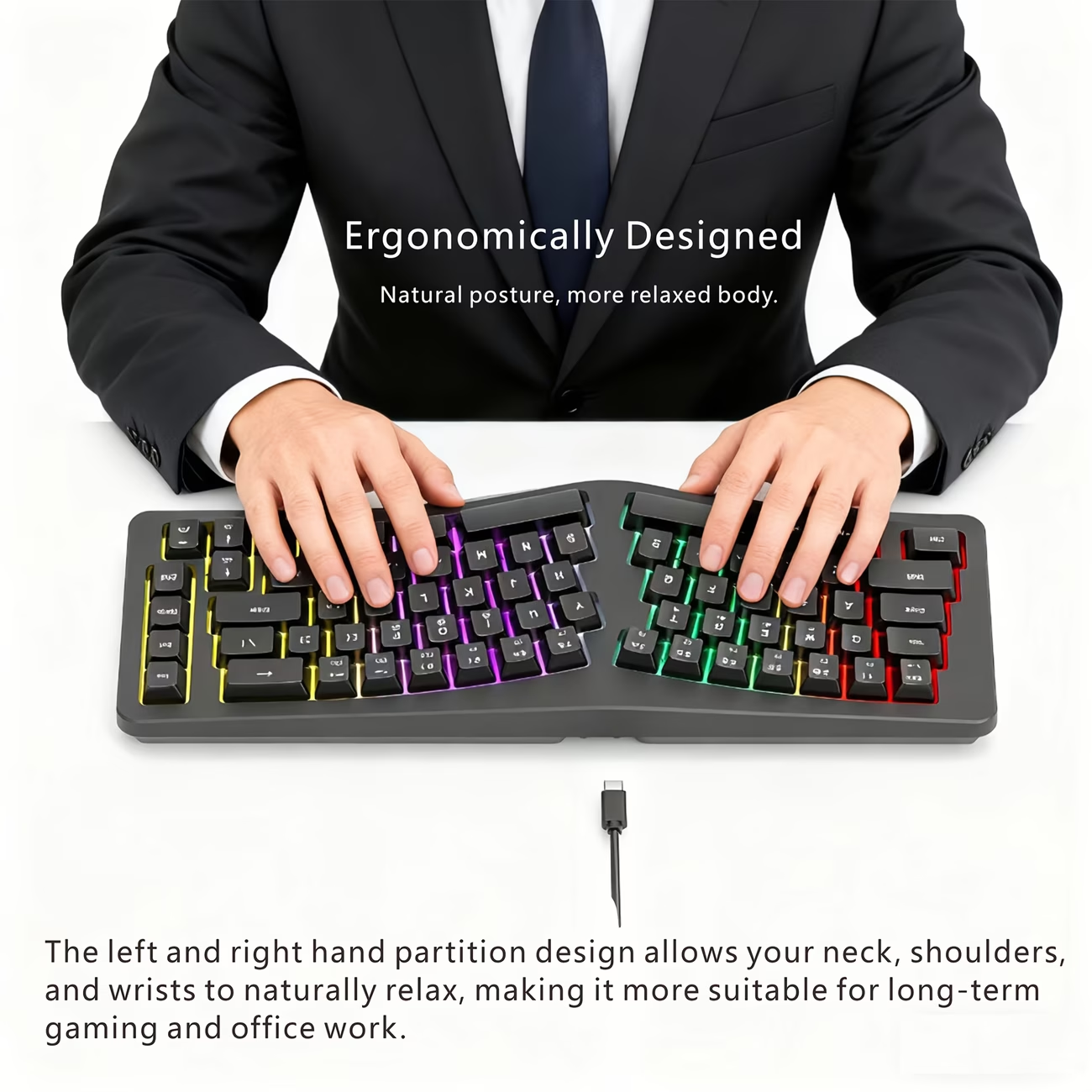 Wired 69 key compact typing partition comfortable portable key cable separation desktop laptop