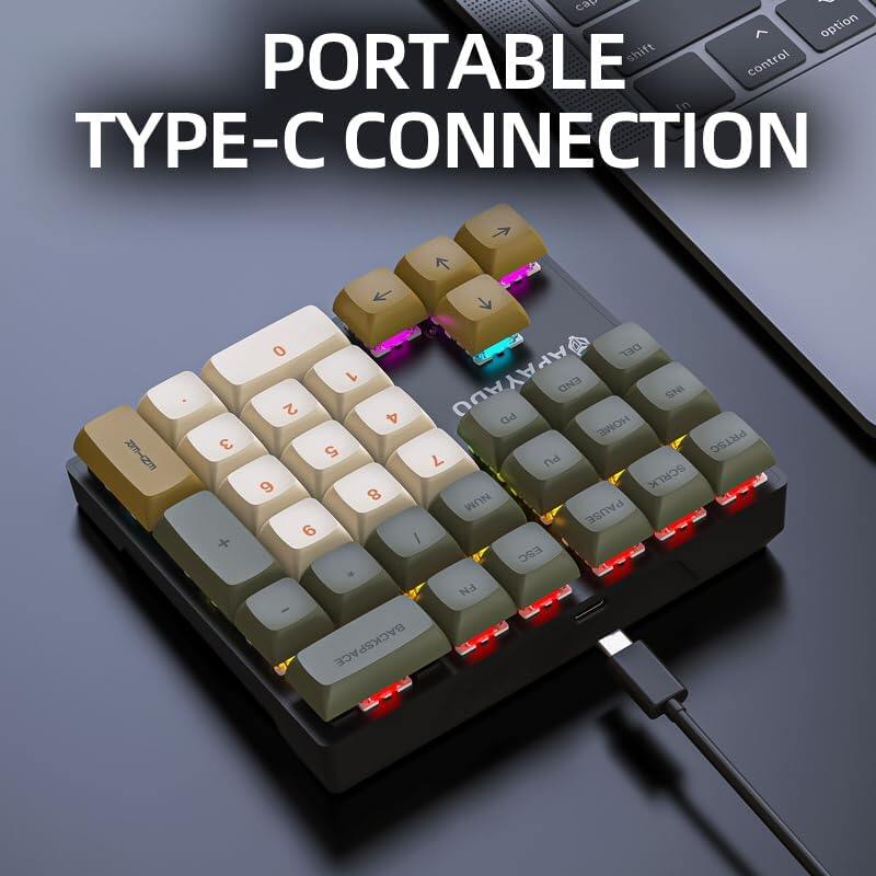 Mechanical numeric keyboard, 33 key mini hot swappable numeric keyboard, wired USB numeric keyboard