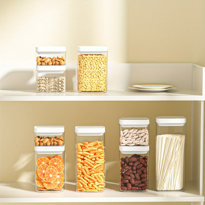 6pcs Storage Container, Stackable Airtight Food Storage Containers With Lid, Portable Transparent Food Sealed Box, For Grain, Dry Food, Tea, Coffee Beans, Pasta And Biscuit, Kitchen Organizers And Storage, Kitchen Accessories