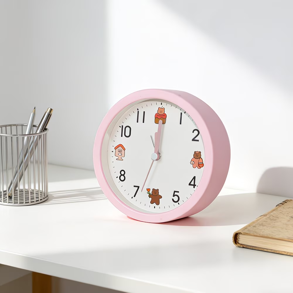 1 cute cartoon alarm clock, modern minimalist creative desk clock