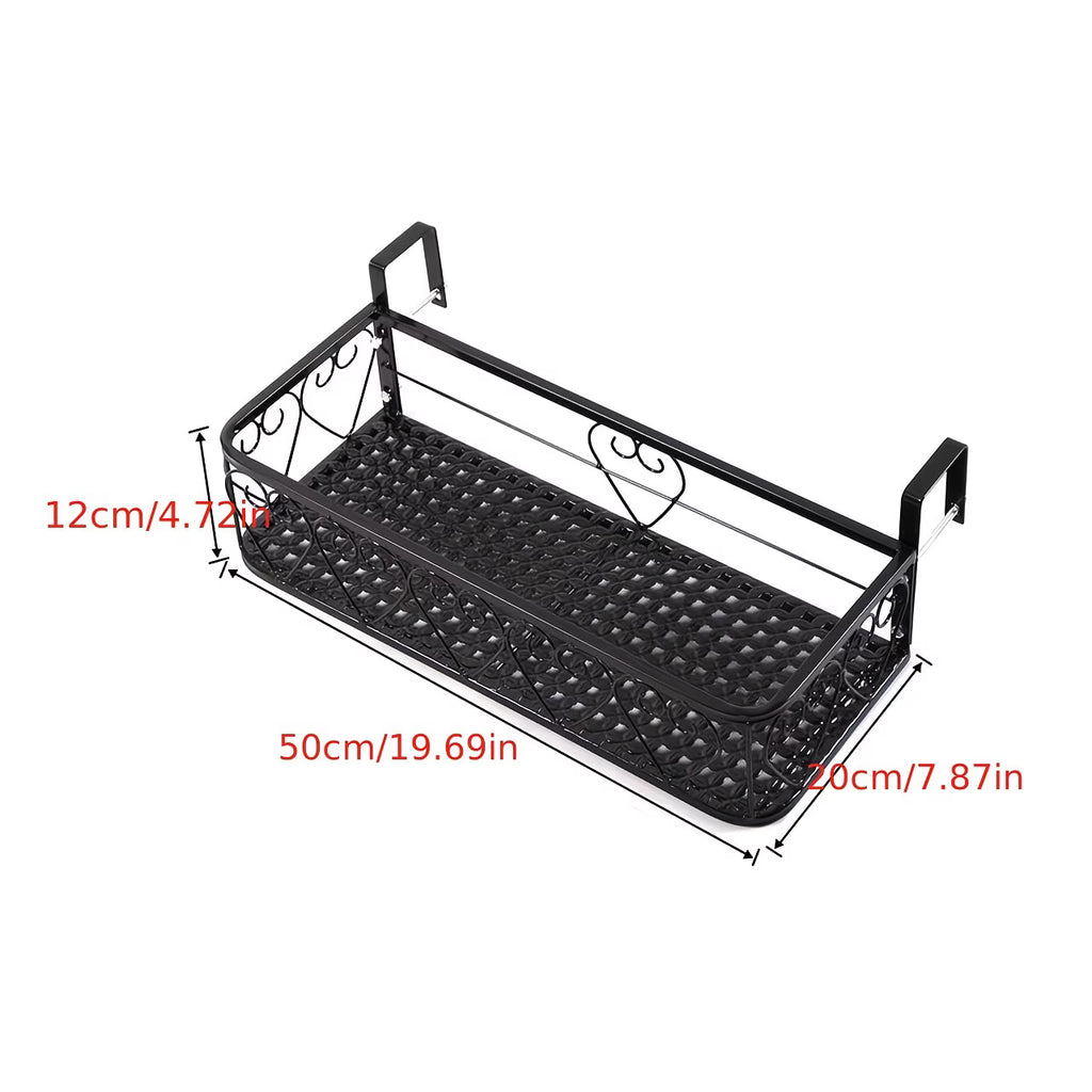 Adjustable Wrought Iron Balcony Flower Pot Rack