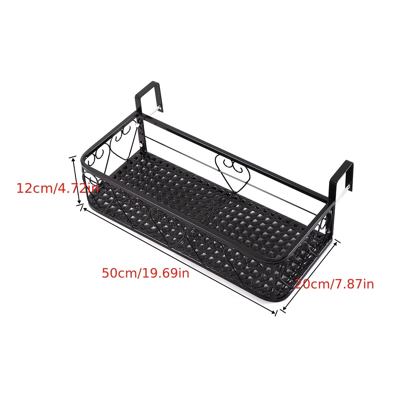 Adjustable Wrought Iron Balcony Flower Pot Rack